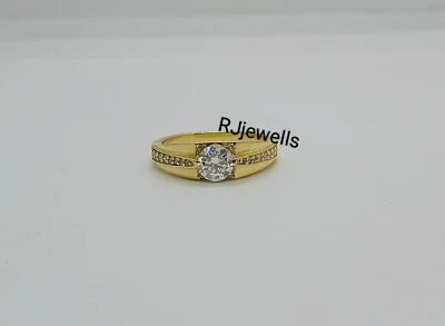 14K Gold Plated Moissanite Men's Ring Solid Lab Grown Pave Moissanite Men's Ring - Image 1 of 4