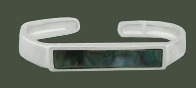 GENUINE ABALONE BANGLE BRACELET SILVER PLATED * New With Tag *  - Image 1 of 3