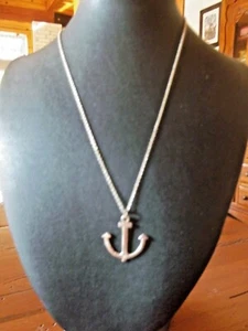 Collana Donna Argento Sterling 925 16" Catena con Ciondolo Ancoraggio Argento - Foto 1 di 6