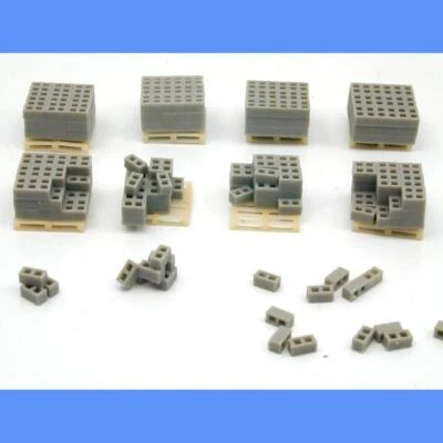 CINDER BLOCKS ON PALLETS AND STACKED   RESIN  1/87 HO Scale - Image 1 of 4