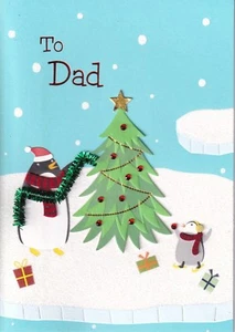 TARJETA DE NAVIDAD DE PAPIRO NIP PRECIO DE VENTA SUGERIDO POR EL FABRICANTE $6,95 TARJETA DE PAPÁ PINGÜINO/ÁRBOL (G2) - Imagen 1 de 3