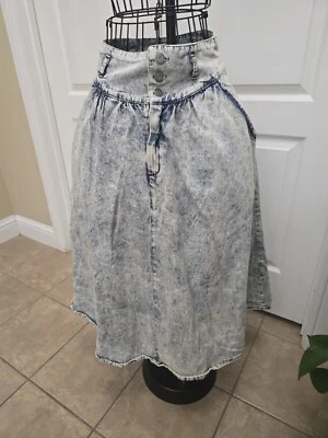 Denim Blue Acid Wash Skirt Sz 8 Vintage 80s KAYO of CALIFORNIA - Image 1 of 4