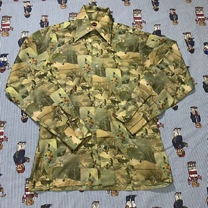 Camisa De Colección Esquí Poliéster Estampado Retazos L/S Abotonada Adulto Pequeña 14-14 1/2 - Imagen 1 de 6