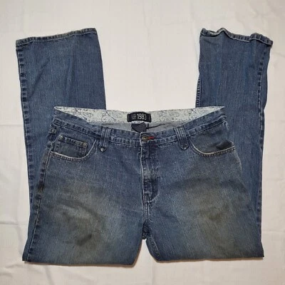 Jeans Plugg De Colección Para Hombres 38x31 Relajados Rectos Azul Manchado Retro Años 90 Rock Y2K Punk Foto 1 de 4