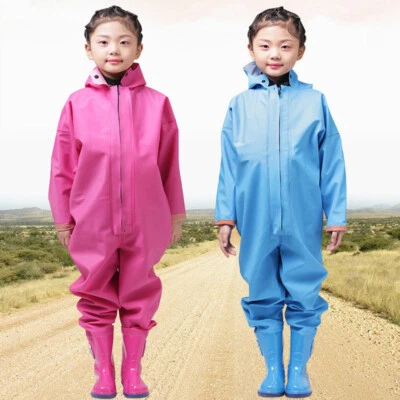 Kids Full Body Chest Wader PVC Waterproof Overalls Boots Outdoor Fishing Playing - Image 1 of 4