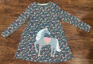EUC Youth Girl’s 9 - 10 Years Mini Boden Ditsy Floral Horse Appliqué  Dress - Picture 1 of 4