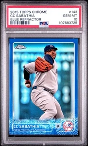 2015 Topps Chrome CC Sabathia Blue Refractor /150 SP PSA GEM MINT 10 POP 2 HOF - Picture 1 of 2