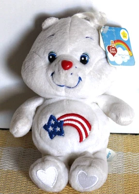 2002 20º Aniversário 8" America Cares Bear Care Bears Pelúcia Usado Com Etiquetas - Imagem 1 de 4