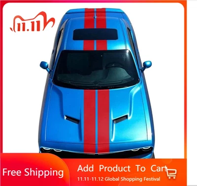 Calcomanías gráficas de coche a rayas de carreras para Dodge Challenger capó techo maletero Foto 1 de 4