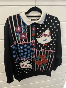Huntington Ridge Vintage Damen Sweatshirt mit Kragen Größe L Grannycore Goose - Bild 1 von 5