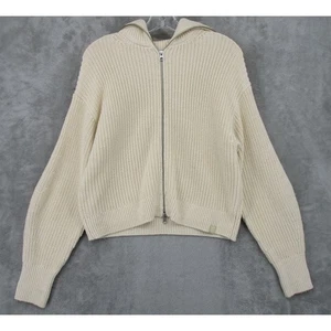 Everlane Pullover Damen groß Bio Baumwolle Grobstrick Full Zip creme Taschen - Bild 1 von 9