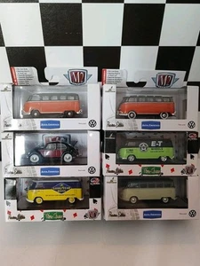 🔖Lot Of 6 VW- M2 Machines 1959 VW Microbus Deluxe USA, Beetle, Euro 1:64 Scale - Picture 1 of 7