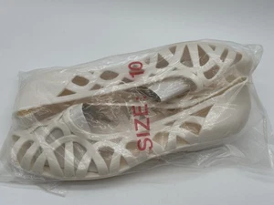 Sandali donna vintage anni 80 jelly shoes plastica punta aperta taglia 10 bianchi nuovi vecchio magazzino - Foto 1 di 4
