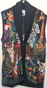 Rare Find Artisan Wear Chunky Knit Animal Print Sweater S Safari Art To Wear - Picture 1 of 8