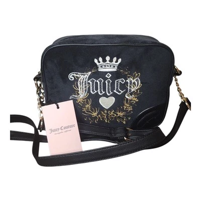 Juicy Couture Heritage Crossbody Bag Purse Black Velvet Velour NWT - Image 1 of 4
