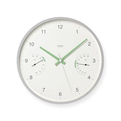 Lemnos Wall Clock Analog BROTE with Temperature and Hygrometer ABS Resin Gray BR - Image 1 of 3