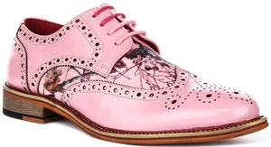 Justinreess England Wolf Brogue Leder Herren Formelle Schuhe Rosa Größe 7-13 - Bild 1 von 6