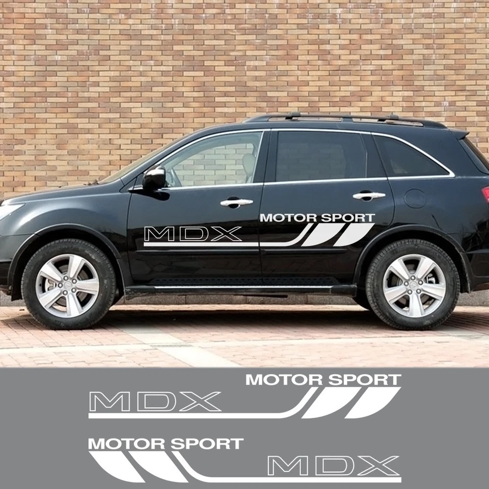Calcomanía de vinilo gráfica de coche a rayas deportivas de carreras para puerta lateral Acura MDX RDX Foto 1 de 4