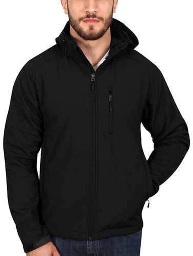 Kirkland Men's Fleece Lined Softshell Detachable Hood Jacket (BLACK EMBO XL) NWT - Image 1 of 4