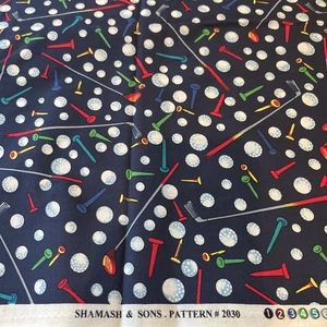 Tessuto cotone 2 iarde x44” Shana’s & Sons # 2030 tema golf - Foto 1 di 7