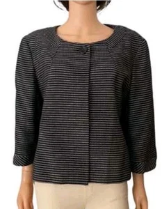 Chaqueta Talbots Mujer Corta Cierre de Botón Único Negro Blanco Blazer Talla 14WP - Imagen 1 de 9