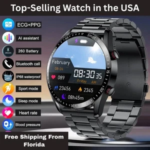 ECG+PPG Smart Watch w/ Bluetooth Call, BP & Fitness Tracker US Seller Ships free - Picture 1 of 15