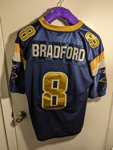 Sam Bradford #8 St. Louis Rams Jersey Mens Med 48 Blue Reebok Sewn NFL Football 