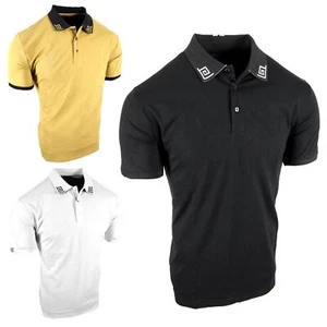Herren Poloshirt Italienisch Streifen Kragen Highlights Slim Fit Stretch Golf 3 Knöpfe - Bild 1 von 11