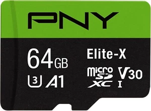 PNY 64GB Elite-X Class 10 U3 V30 microSDXC Flash Memory Card - Picture 1 of 8