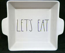 Rae Dunn Magenta "Let's Eat" Square Casserole/Baking Dish/Brownie Pan