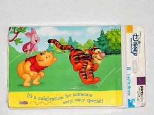 WINNIE THE POOH CELEBRATION -8- INVITATIONS W/ ENVELOPES - PARTY SUPPLIES - Picture 1 of 1