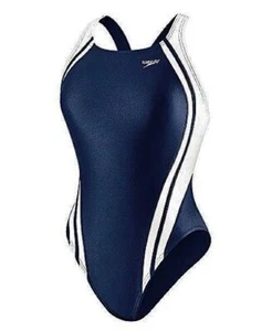 SPEEDO Quantum Splice Super Pro Navy Blue White Racing Swim Suit Girls Yth 10 26 - Picture 1 of 5