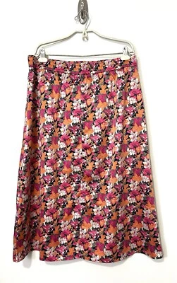 NUEVA Falda Midi Loft Talla XL Rosa Tropical Floral Botón Frontal Deslizable Línea A Playa Foto 1 de 4
