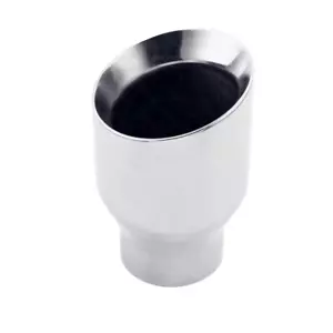 CHROME 4" Out Exhaust Tip 3" Inlet Double Wall Round Slant Cut Stainless Steel - Picture 1 of 10