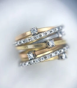 Marco Bicego 18k Tri-Color GOA 7-Strand 0.41ctw Diamond Band - Retail $6050 - Picture 1 of 5