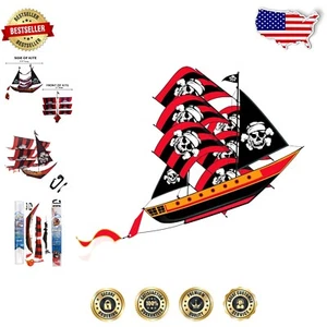 Cometas 3D de gran tamaño listas para la aventura - Divertido diseño de barco pirata para niños y adultos - Imagen 1 de 8