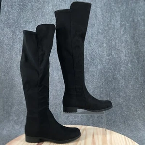 Unisa Boots Womens 8 M Gillean Tall Knee High Black Suede Cuban Heels Pull On - Picture 1 of 12