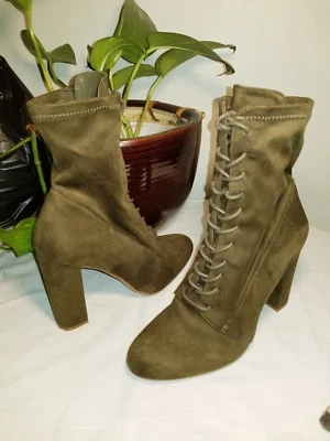 Mujer STEVE MADDEN "Elley" Verde Oliva Imitación Gamuza Bloque Tacón Botín Talla 6M Foto 1 de 4