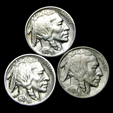 1926 1927 1928 Buffalo Nickel ---- Nice Detail Coin Lot ---- #QQ226 Cover