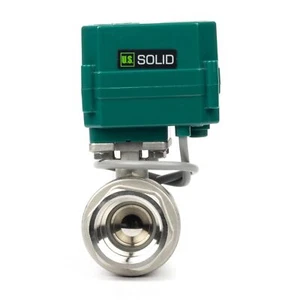 U.S. Solid Motorized Ball Valve 1 1/4in Full Port SS 9-24V NC Auto Return - Picture 1 of 9