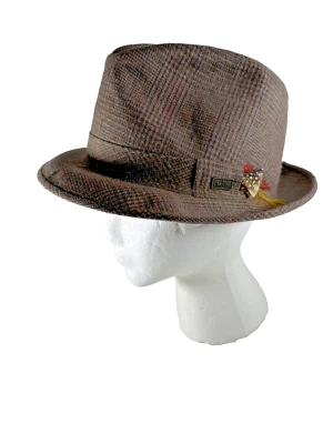 ESTATE VINTAGE HAMPSHIRE CLUB BROWN BRITISH WOOL FEDORA HAT MENS MEDIUM 7 -7 1/8 - Image 1 of 4