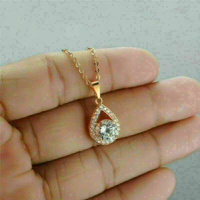 2Ct Round Cut Lab-Created Halo Pendant 14K Yellow Gold Finish 18 in Free Chain - Image 1 of 4