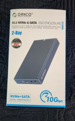 ORICO LSDT 2Bay Dual Protocol M2 SSD Case For M.2 NVME NGFF SATA SSD Disk 5V 4A - Image 1 of 2