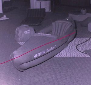 Metzeler Neptun Schlauchboot Messe um 1950   einmaliges Motiv hist.  Negativ - Bild 1 von 3