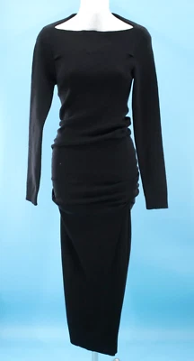 VTG Women's 90s Black Wool Lanvin Tube / Sheath Dress 1990s XS/S Made In Italy - Image 1 of 4