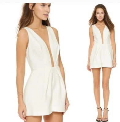 Romper Finders Keepers Xs branco sem mangas gola profunda romântico feminino - Imagem 1 de 4