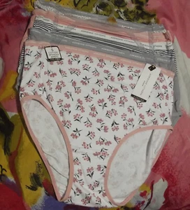 5 NEW ADRIENNE VITTADINI AV9221 5PKPO SIGNATURE WAIST COTTON BRIEF PANTIES L - Picture 1 of 2