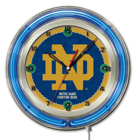 Notre Dame Fighting Irish HBS Neon Blue "ND" Battery Powered Wall Clock (19") Cover
