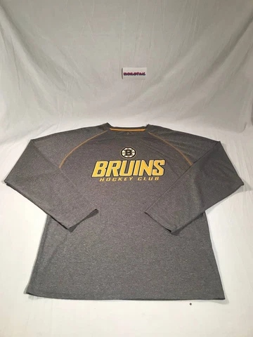 NHL Boston Bruins Shirt Men's Large Gray Long Sleeve Hockey Shirt Cover