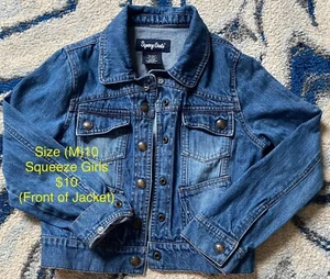 Squeeze Girls Jean Jacket Medium Size 10 - Picture 1 of 2